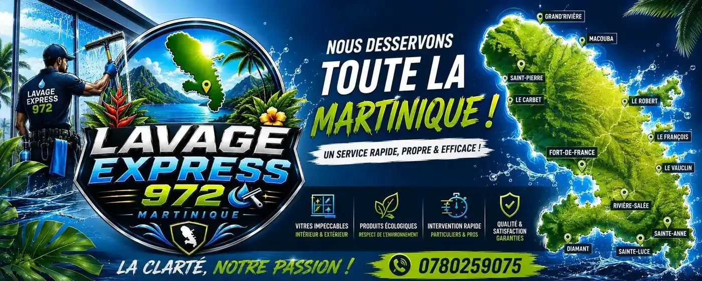Carte des communes desservies par Lavage Express 972 en Martinique