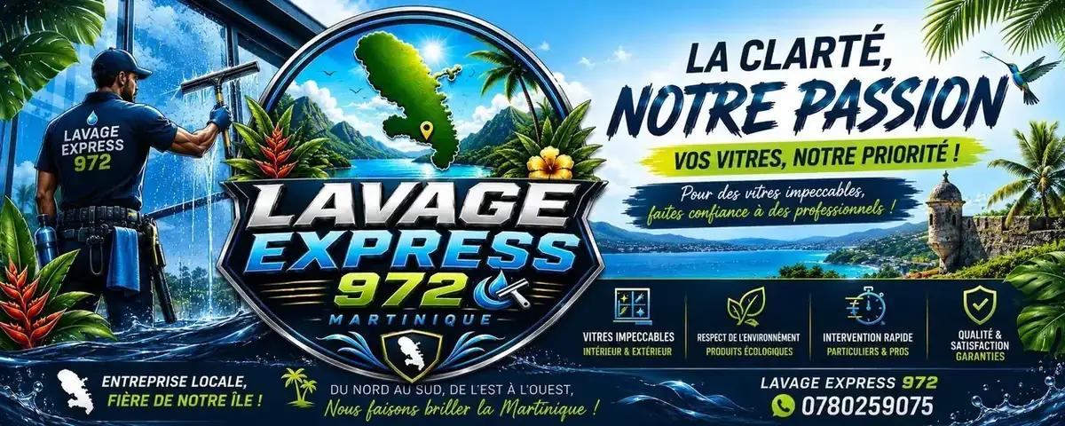 Laveur de vitres Lavage Express 972 à l'ouvrage en Martinique