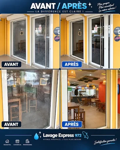 Avant / après : baies vitrées et porte d'un restaurant remises à neuf